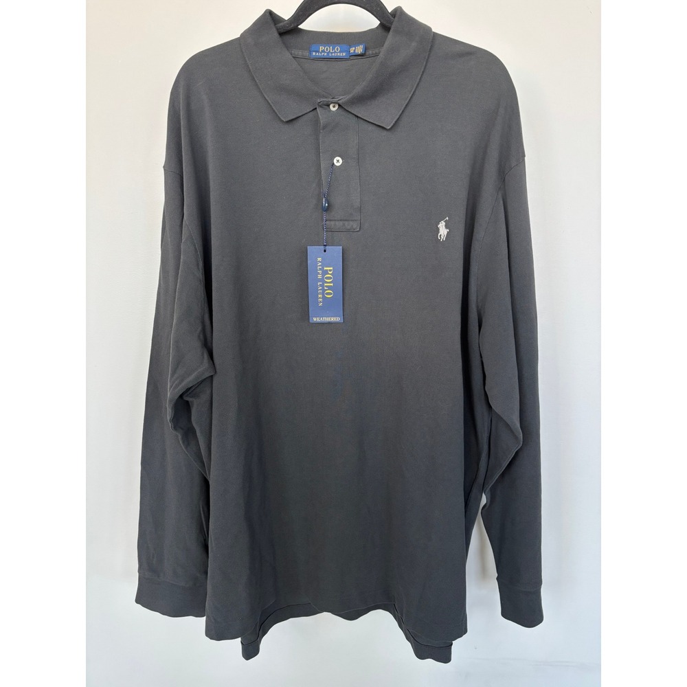 Polo Ralph Lauren Mens Long Sleeve Polo Shirt Weathered Grey 3XB Big & Tall NWT